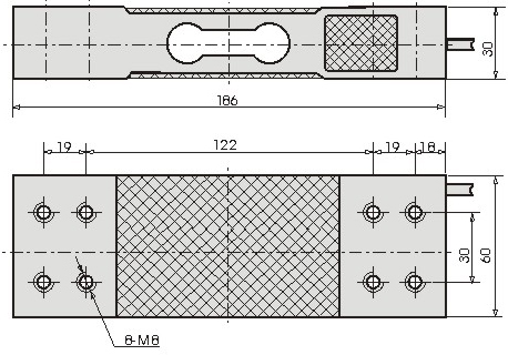 平行梁式稱重傳感器CAZF-W186外形尺寸圖